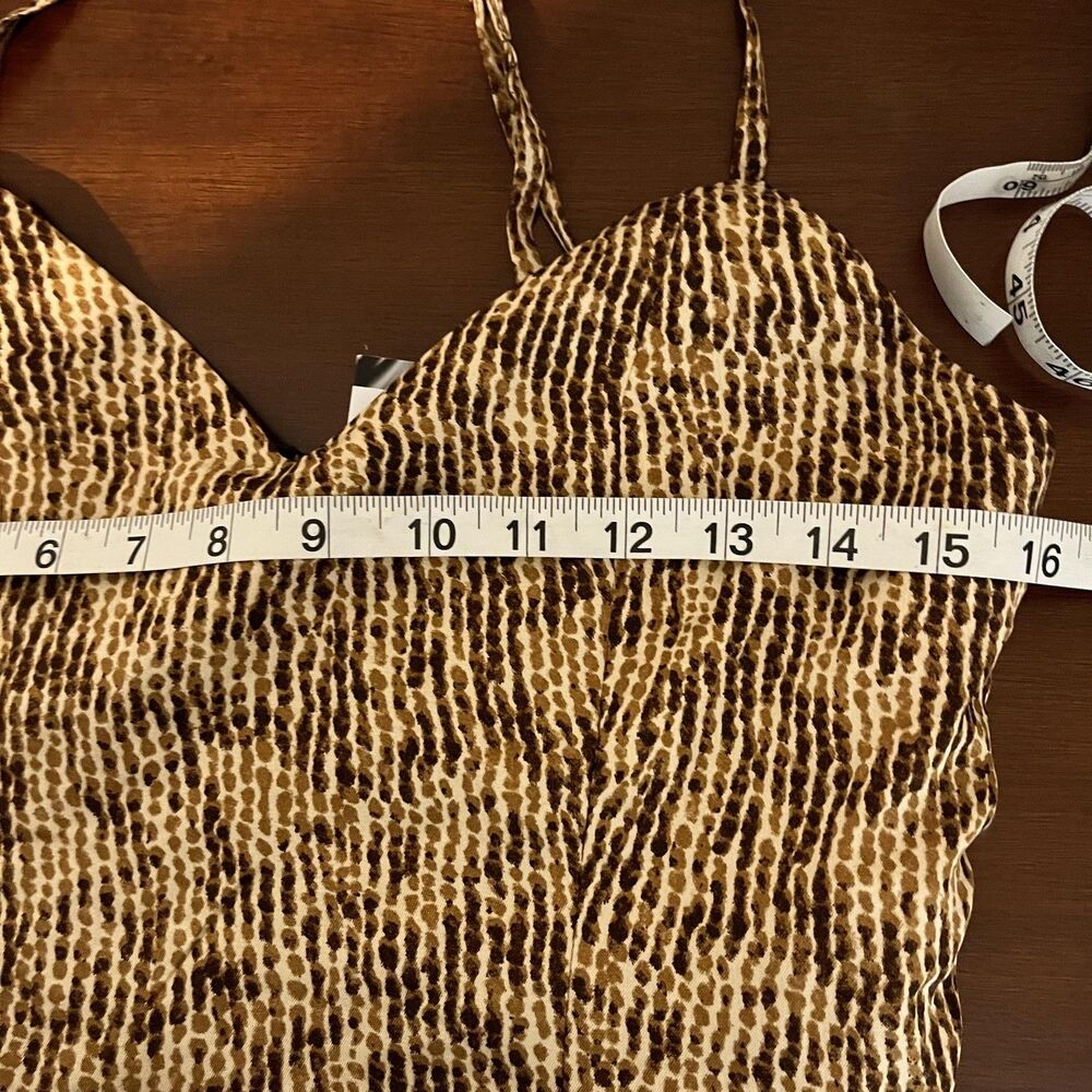 Victoria King Dress Womens 8 Brown Animal Print Bodycon Spaghetti‎ Strap Midi - Picture 7 of 8